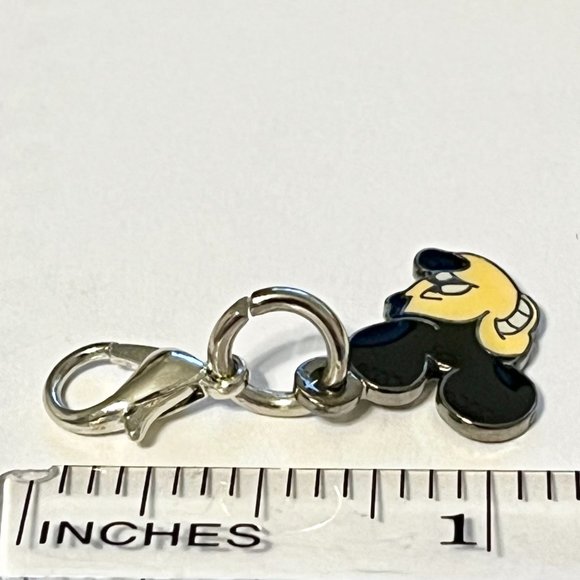 Vintage Mickey Mouse Clip Charm Bracelet Zipper Pull Backpack Purse Black Enamel - Picture 6 of 8
